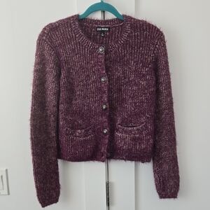 Steve Madden Plum Button-Up Cardigan